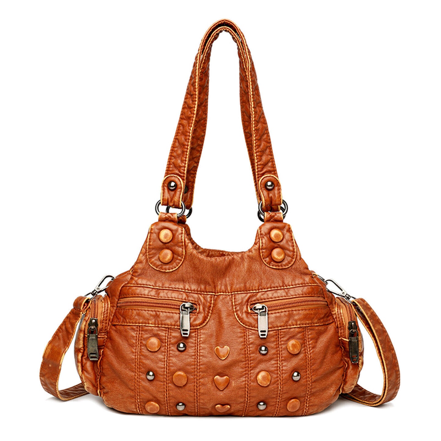 Vintage PU Leather Women Handbag Soft Crossbody Shoulder Bag Tote Double Handles