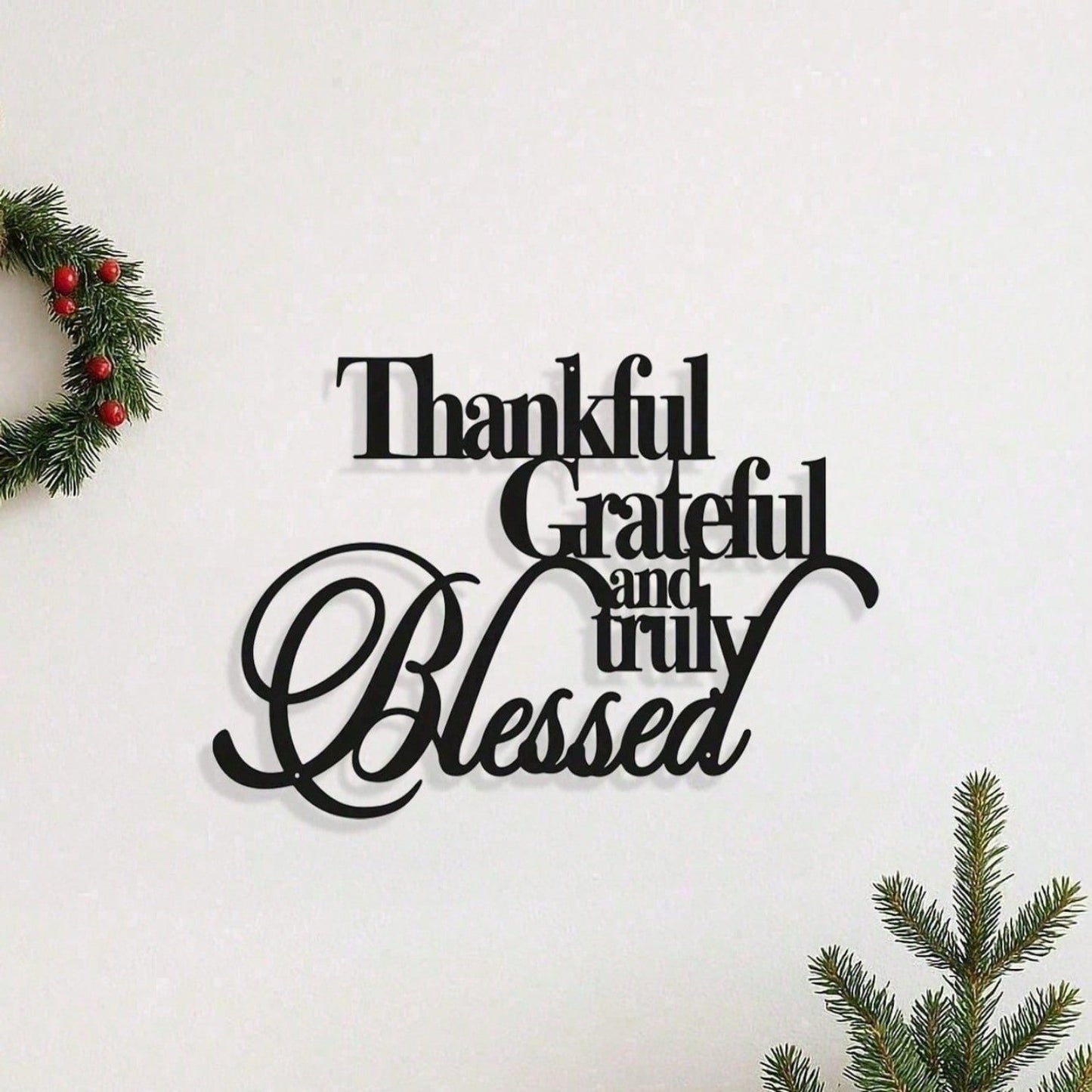 CIFbuy Grateful Blessed Metal Wall Sign Bible Verses Rustic Farmhouse Decor