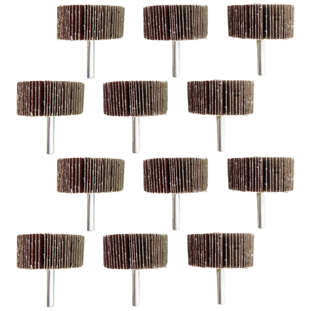 12 Pack ¼" Shank 80 Grit Flap Wheels, Aluminum Oxide Sandpaper - 2"×1"×¼"