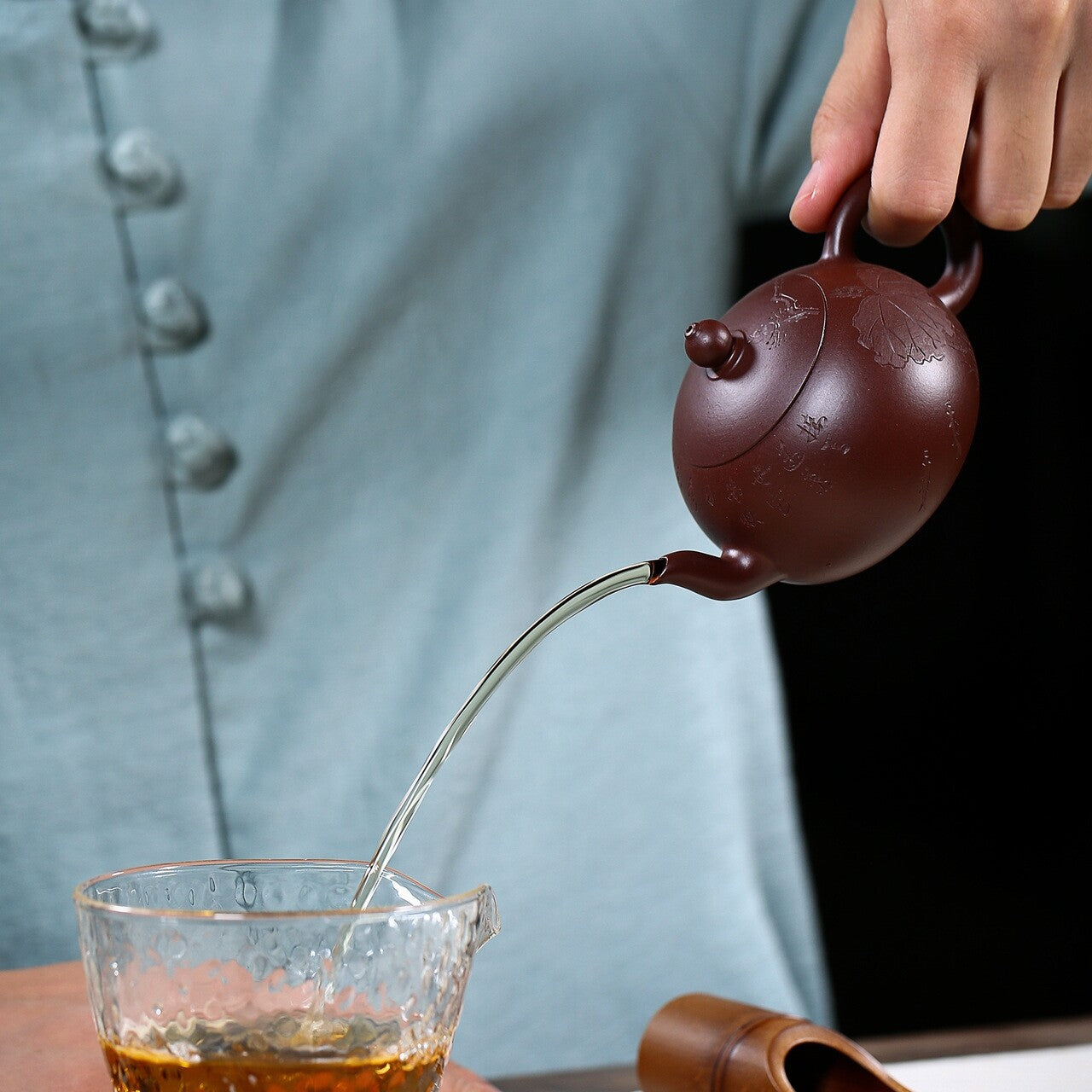 150ml Marked Tea Pot Real Yixing Zi Zhu Clay Master Pot Hand Carved Ball Infuser