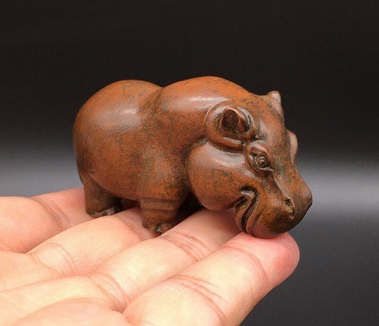 2.7" Solid Brass Animal Hippo Hippopotamus Statue Tea Pet Figurine