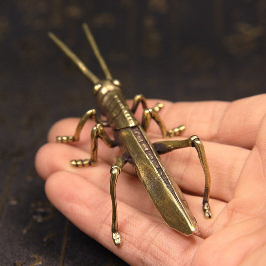 Grasshopper Brass Figurine Small Insect Statue House Ornament Animal Figurines