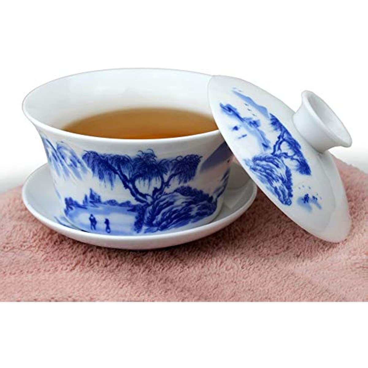 Porcelain Gaiwan Teacup White Glazed Tureen Chinese Sancai Cover Bowl Lip Cup