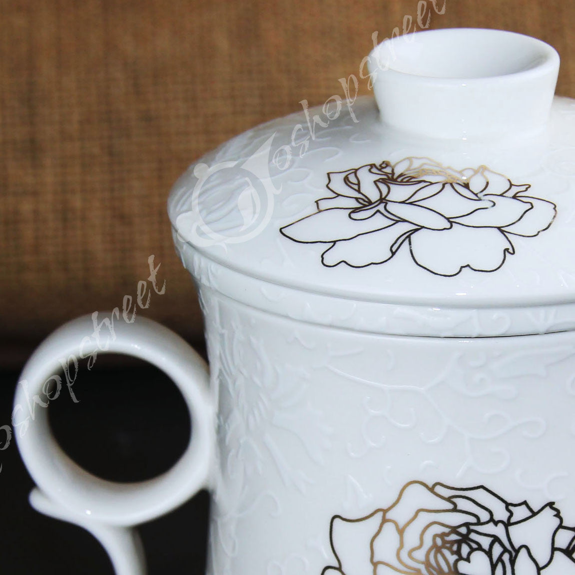 270ml Flower Ceramic Porcelain Tea Cup Coffee Mug with lid Infuser Filter
