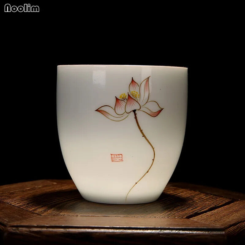 Jingdezhen Hand Painted Lotus Pine Ceramic Master Tea Cup Office Kung Fu Teacups