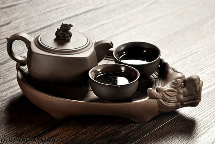 Creative Reservoir Tea Tray Turtle Statue Yixing Zisha Purple Clay Holder Plate