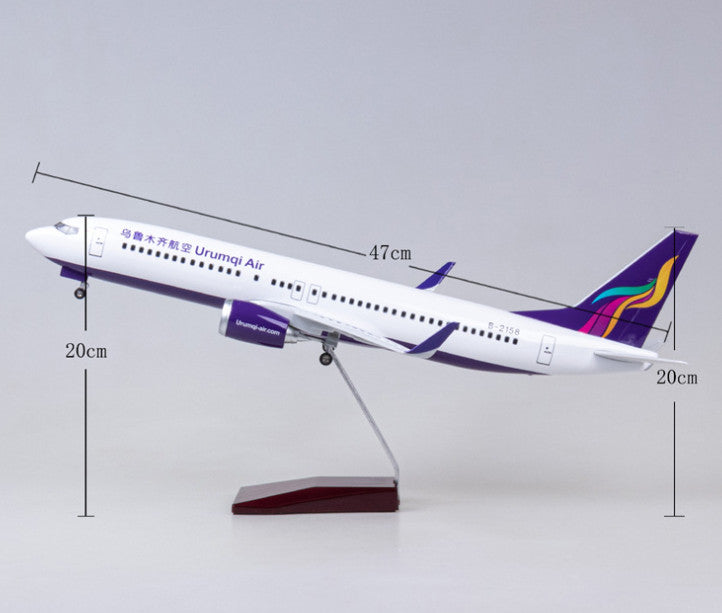 47CM 1:85 Urumqi Air BOEING 737 MAX Airplane Landing gear Resin Aircraft Model