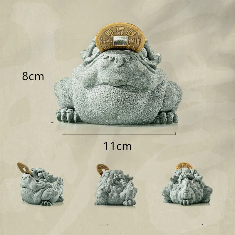 Chinese Stone Tea Pet Ornaments Toad Tea Figurine Sculpture Teaware Accessorie