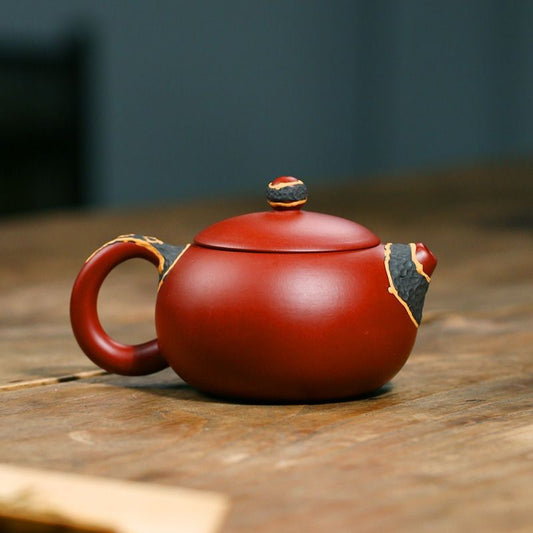 Yixing Zisha Teapot Handmade Dahongpao Clay Pine Needle Xishi Teapot 250ml