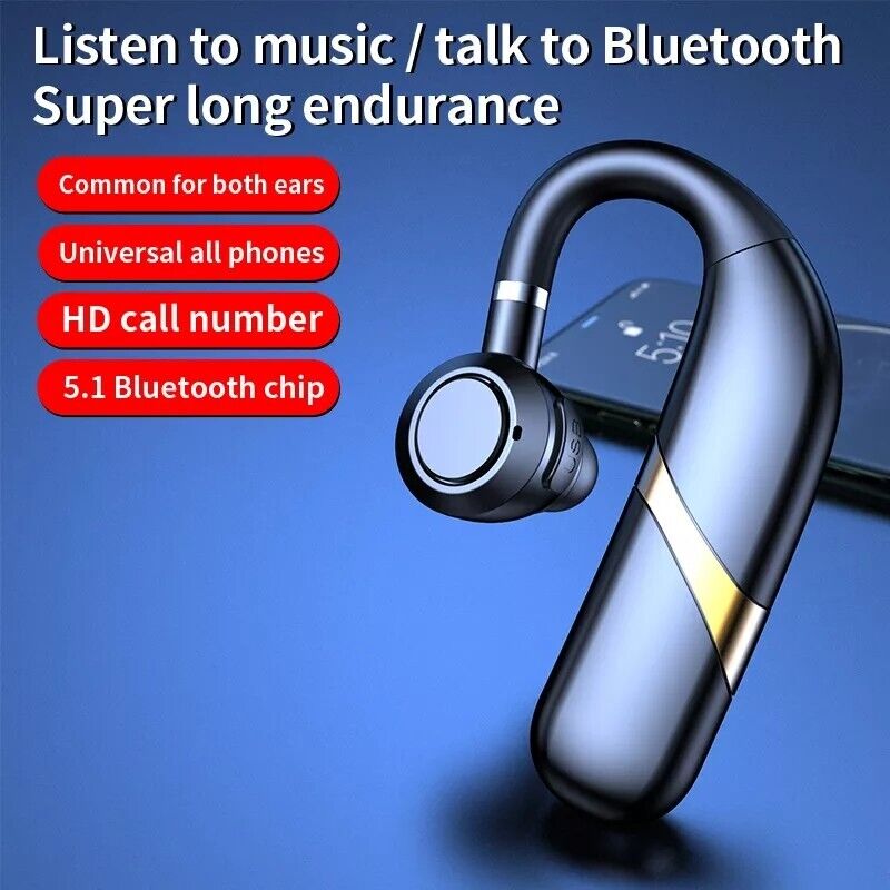 Wireless Bluetooth Headset Handsfree Call Headphones Ear-hook For iPhone Samsung