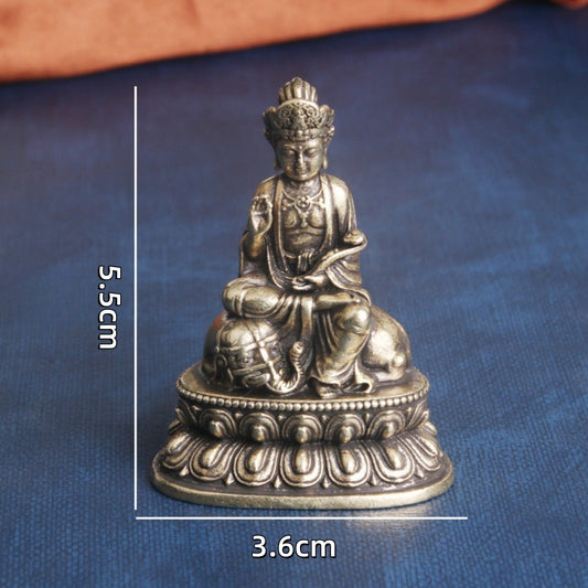 Pure Brass Samantabhadra Bodhisattva Buddha Statue Decoration Craft Ornament