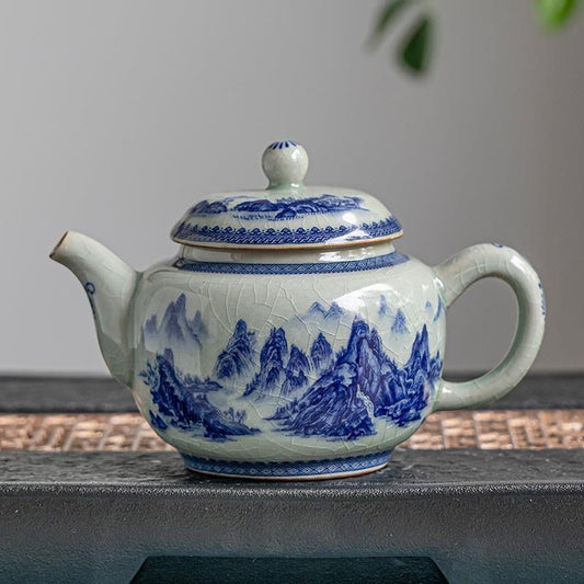 Jingdezhen Ceramic Tea Set Retro Landscape Qianli Jiangshan Teapot 260ml