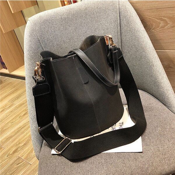 Ladies Bucket PU Shoulder Bag Shoulder Broadband Female Handbag