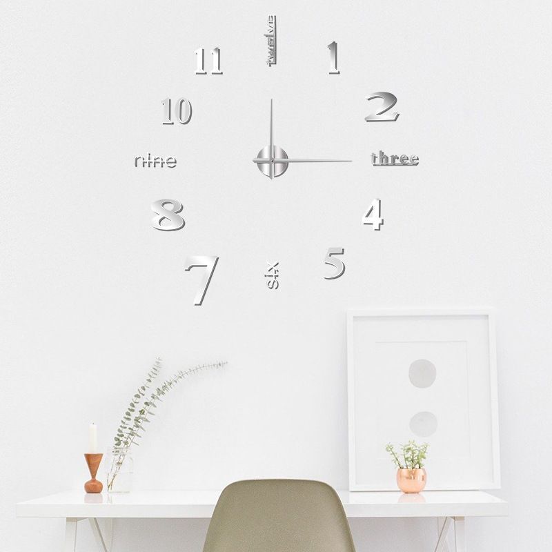 DIY Wall Clocks Creative Acrylic Punch-Free Luminous Living Room Home Decor 16in