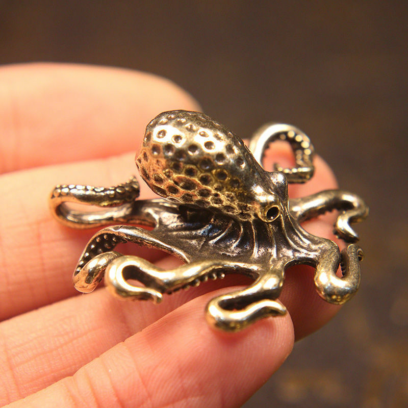Handmade Pure Copper Octopus Handle Piece Tea Ceremony Animal Tea Pet