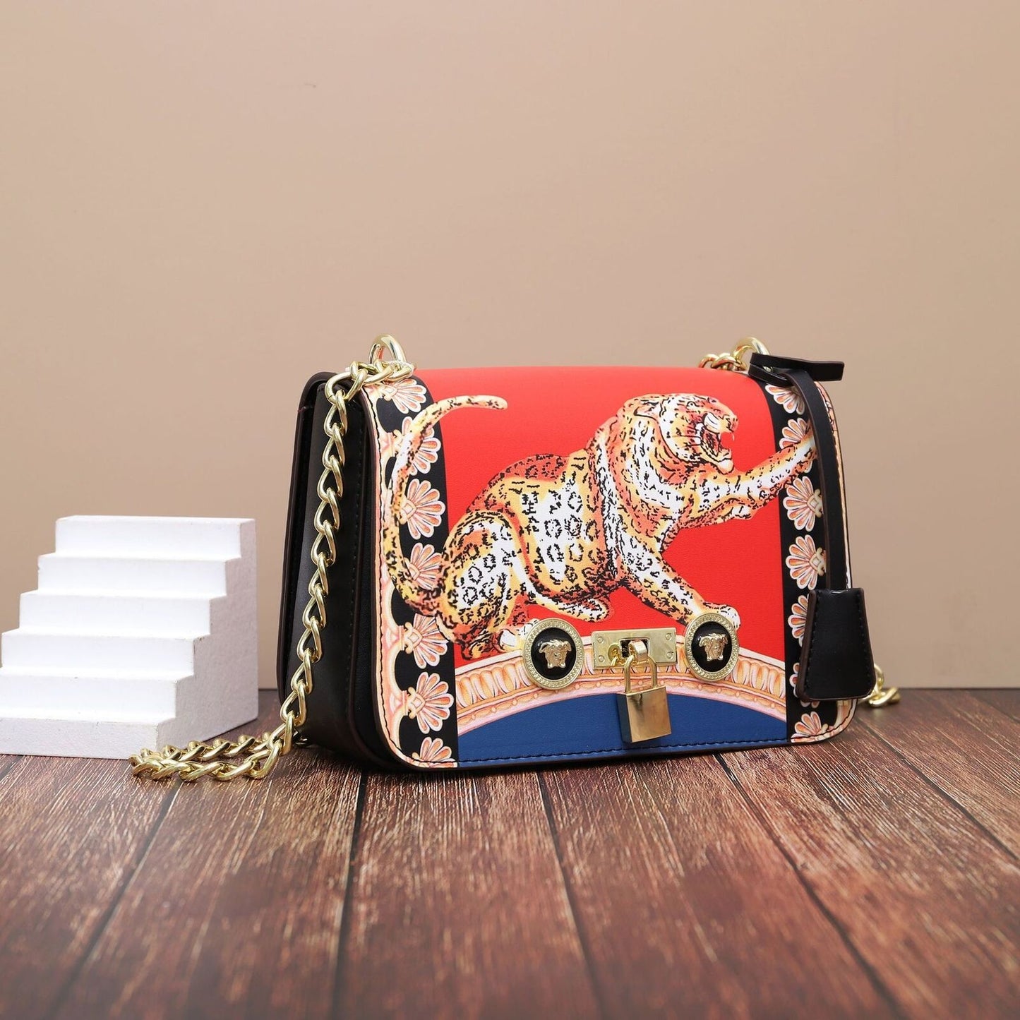 Vintage Art Handbag Chain Shoulder Bag Crossbody Purse 16*14*7CM Cotton Satchels
