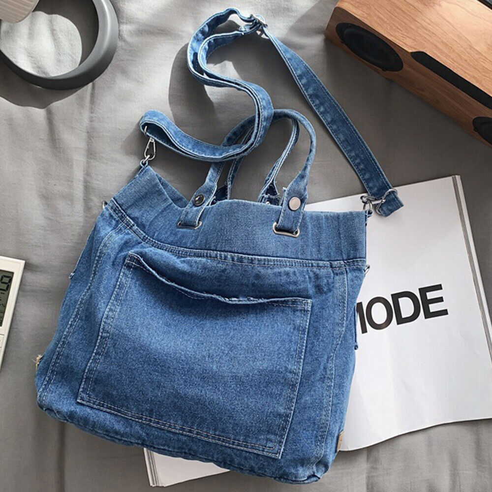 Women's Denim Crossbody Bags Casual Tote Bag Shoulder Handbag Jean Travel Purse