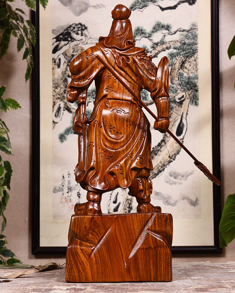 29cm China Feng shui Wealth Guan Gong Yu Warrior God emperor Statue Carved craft