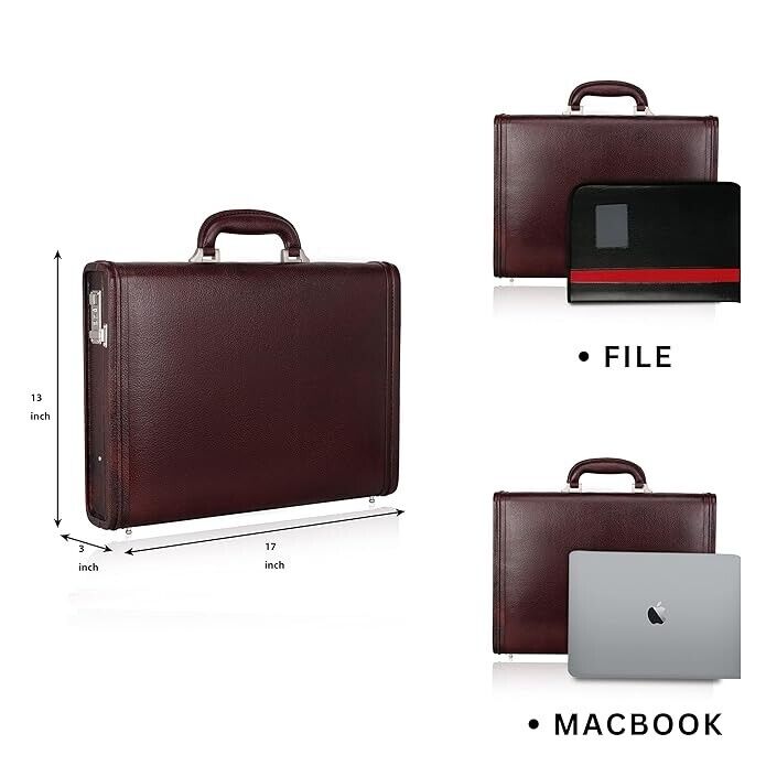 New Leather Travel Briefcase Side Combination Lock Office Business Handbag