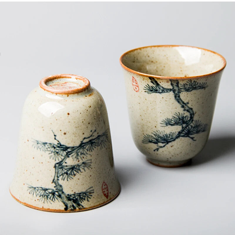 Hand Painted Pine Pottery Jingdezhen Tea Cup Set Teaware for Tea Ceremony
