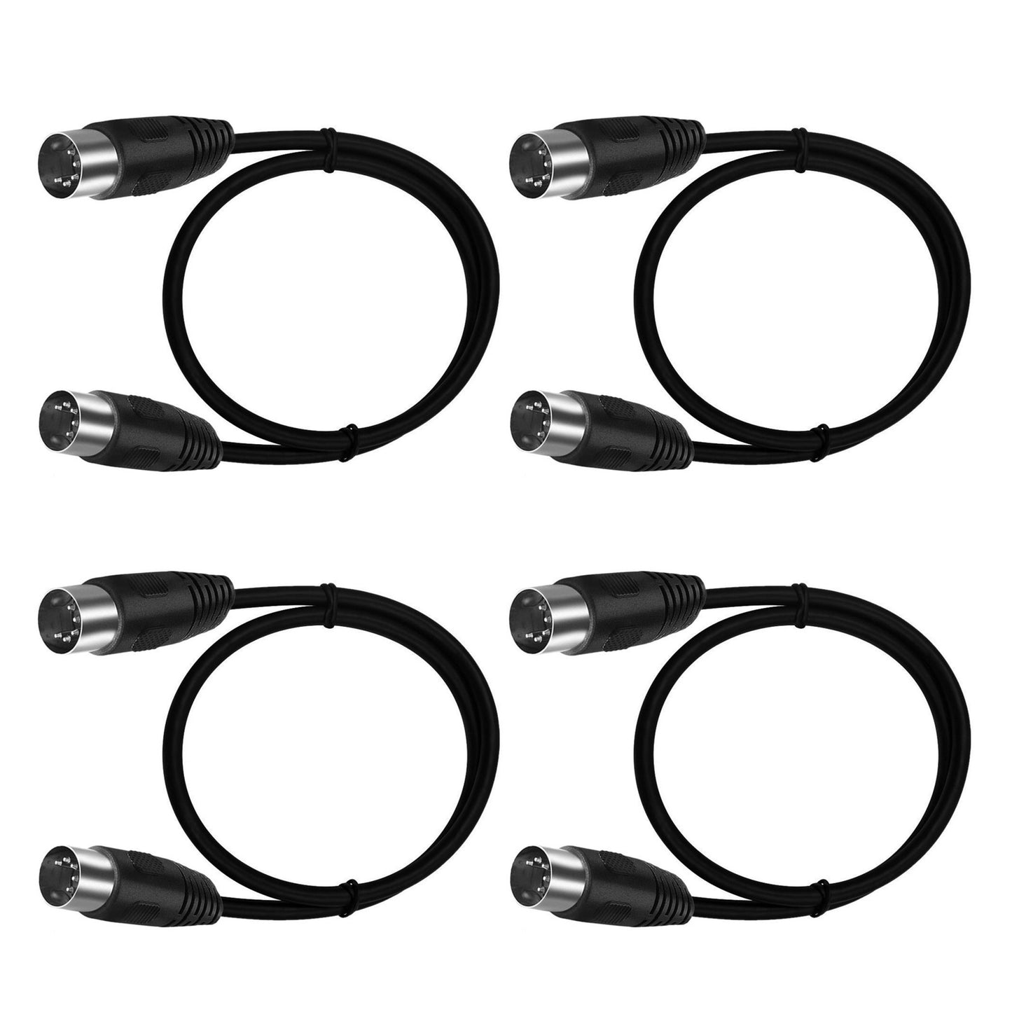 Stable Connection 4pcs MIDI 5-pin Male to Male Connecting Wire Plastic Shell