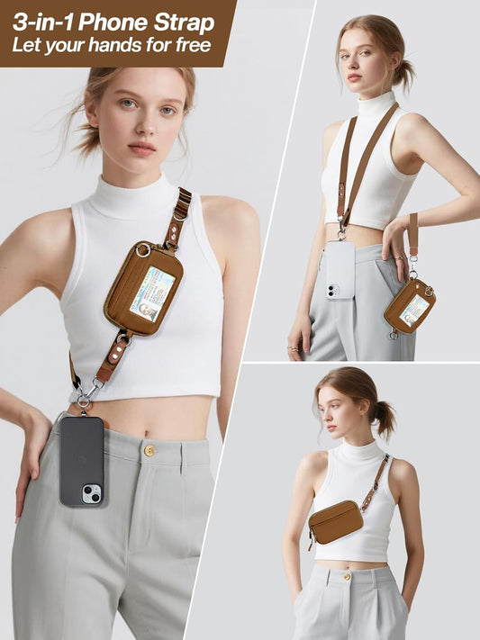 Clip and Go Strap for Phone with Wallet Crossbody Phone Lanyard Adjustable and D