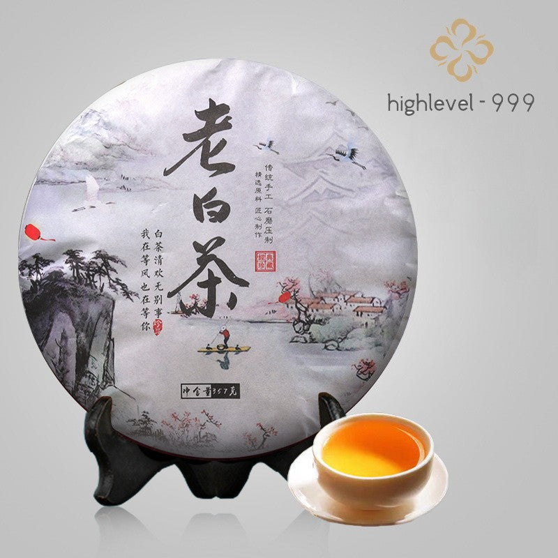 357g White Tea Cake Aged Shoumei Yunnan Ancient Tree Compressed Tea Cake