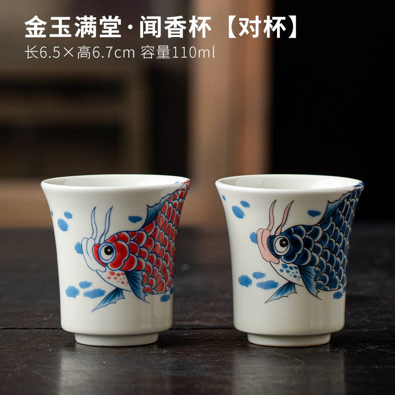 Dragon Fish Cup Single Cup Wood Ash Ceramic Paired Cup Household Tea Cup Tea Set