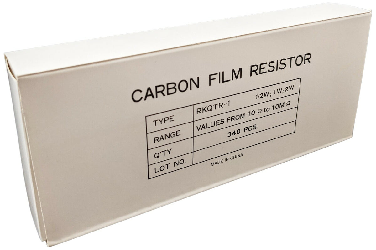 340 Piece Resistor Kit - Includes Assortment of ½ Watt, 1W, and 2W Resistors