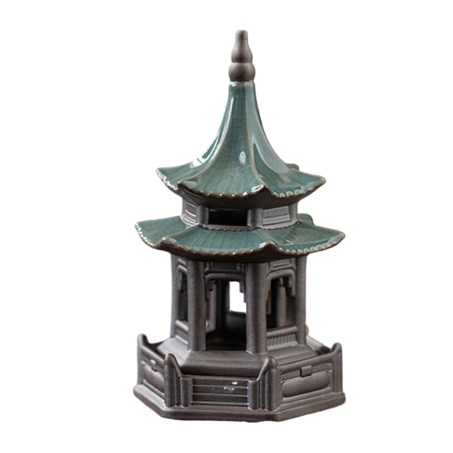 Hexagonal Pavilion Ceramic Tea Pet 9cm 3.6in Tea Play Tea Ceremony Decoration