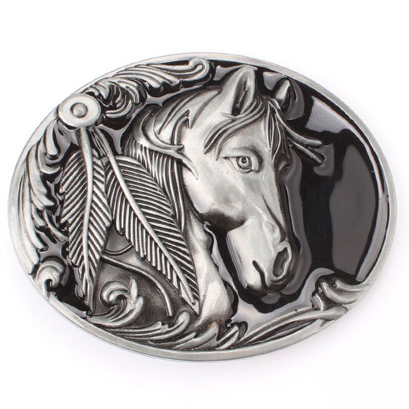 Men Belt Buckles 3.8cm Width Suitable Animal Horse Fashion Waistband Accessories