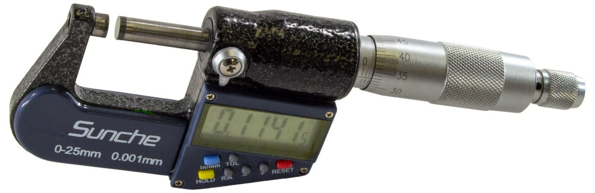 Digital Micrometer, 0-1" Range with 6 Digit LCD Display, .0001" Graduation