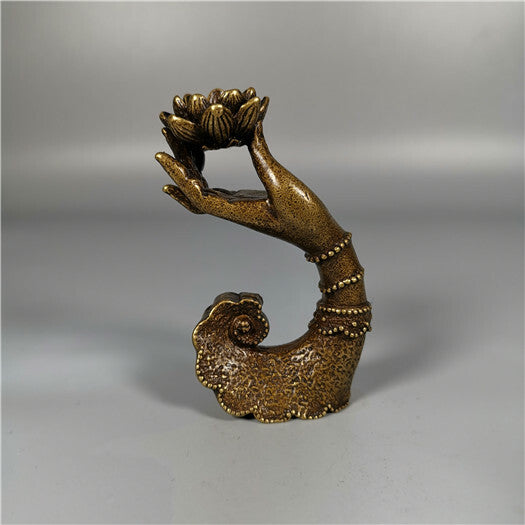 China Bronze Copper Lotus Buddha Hand Incense