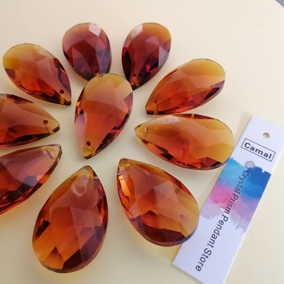10pcs 38mm Amber Teardrop Chandelier Crystal Prisms Suncatchers Hanging Pendant