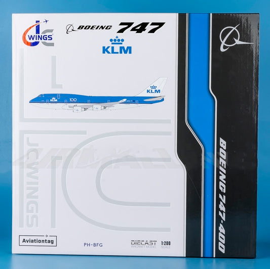 1:200 JC Wings KLM BOEING 747-400 Airplane Flap Down Aviation Tag Diecast Model