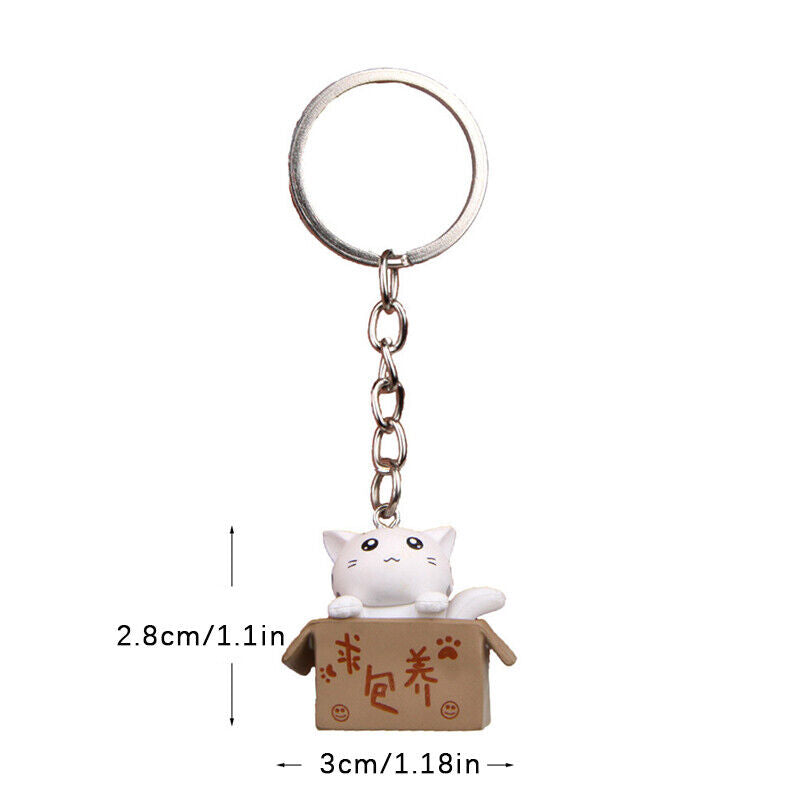 Creative Cute Little Cat Box Keychain For Women Men Keychain Bag Car Pendants