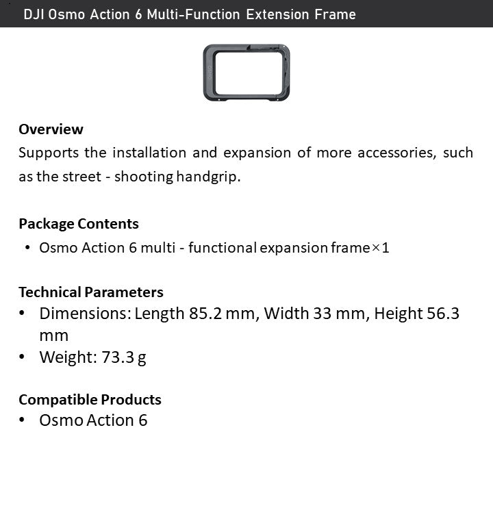 DJI Osmo Action 6 Multi-Function Extension Frame – For Street Grip & Expansion