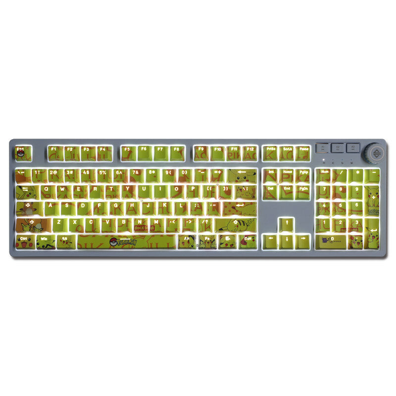 New Anime Pokémon 108 Keys PBT Light Backlit Keycap Set F/Mechanical Keyboard