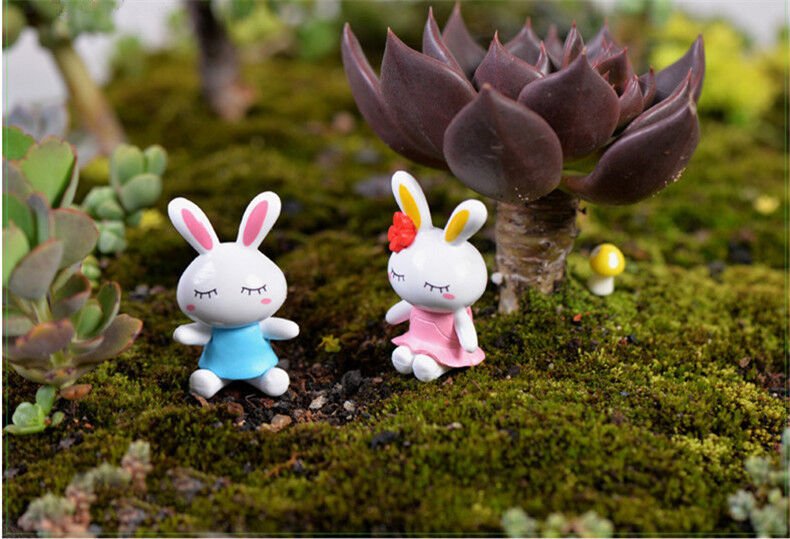 Mini 2 Pcs Miniature Dogs or Rabbits Dollhouse Decor Supplies Furniture Handmade