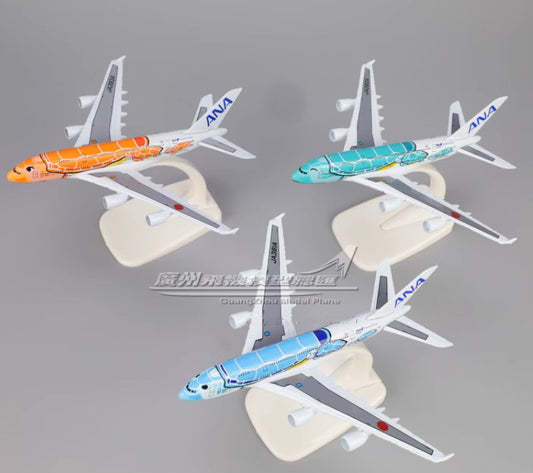 3PCS 16CM ANA AIRBUS A380 Passenger Airplane Diecast Aircraft Aeroplane Model