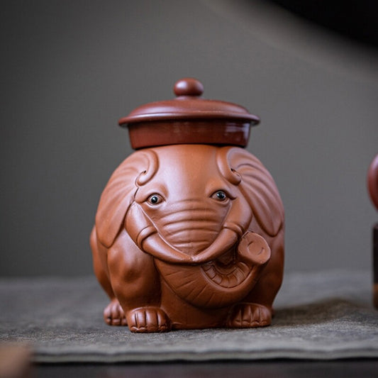 filter net yixing zisha purple clay tea pet elephant statue holder for lid China