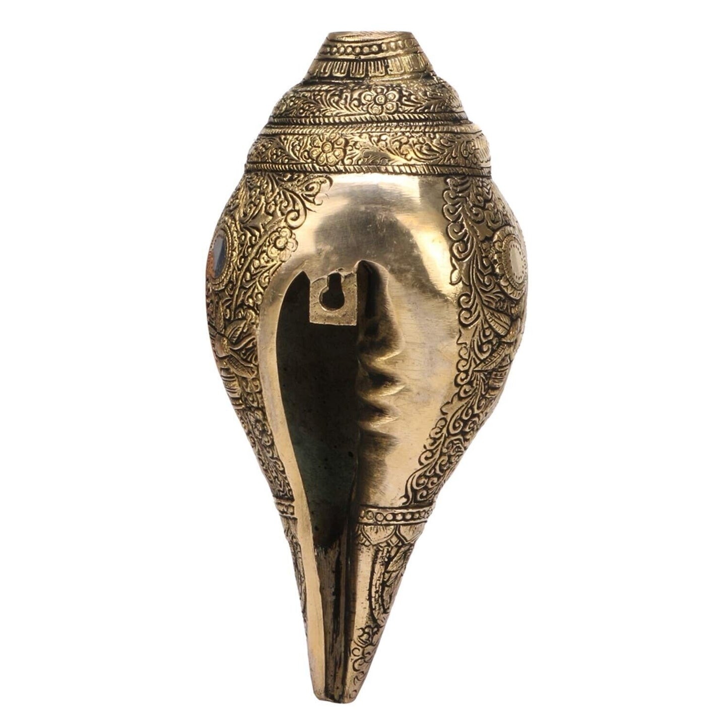 Hindu God Brass Lord Vishnu Carving Conch Shankh Wall Hanging Idol Figurine