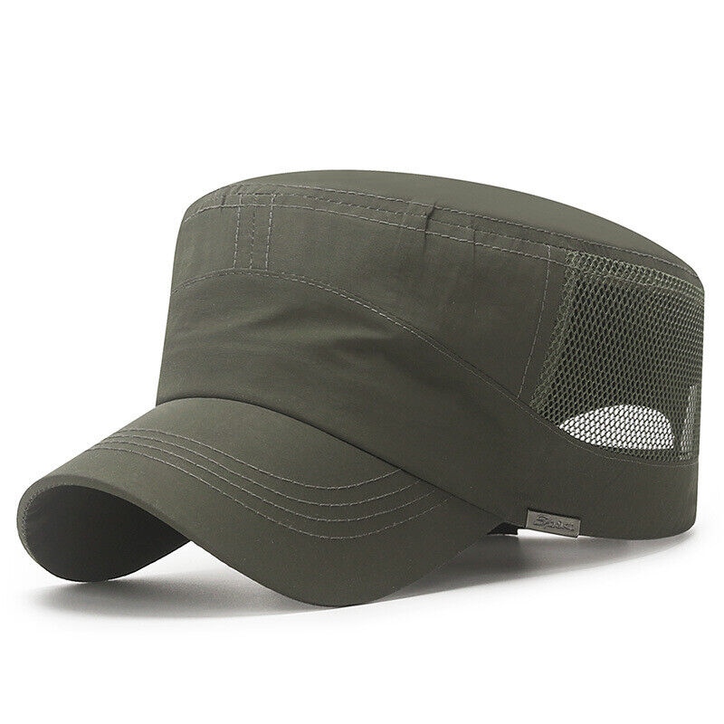 Solid Color Washed Caps Flat Top Hat Sun Protection Breathable Mesh Casual ⊰