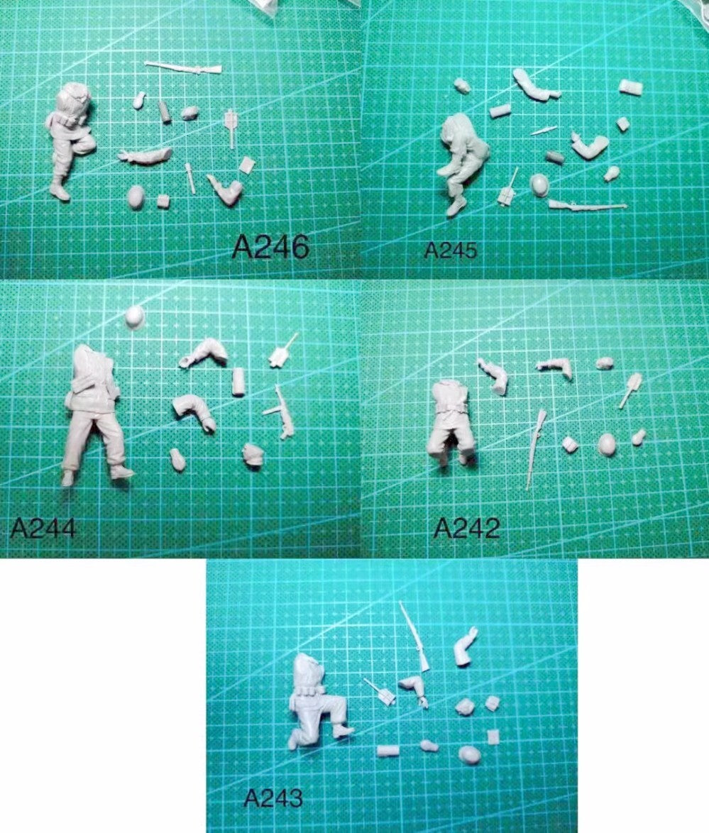 1/35 resin figure model Five German soldiers in WW II Unassembled Unpainted