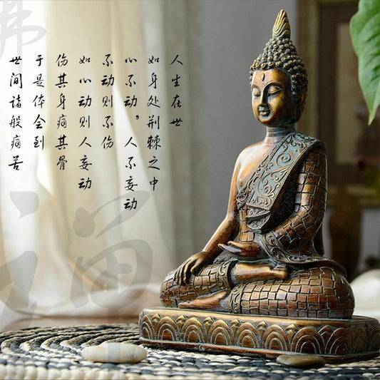 Vintage Resin Gold Buddha Head Statue Wall Hanging Sculpture Figurine Home Decor