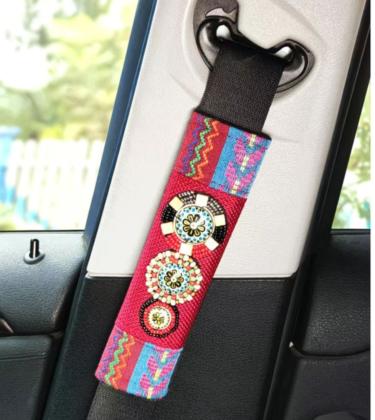 Bohemian Ethnic Seat Belt Covers 2 Pack Universal Car Shoulder Pads