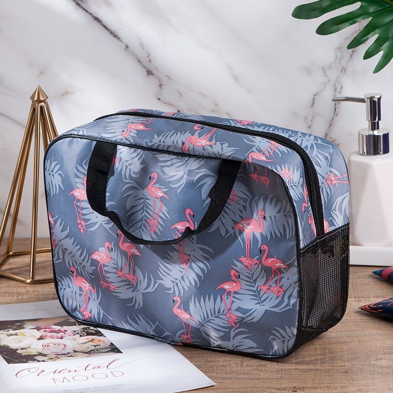 Oxford Makeup Bag Zipper Bird/Cactus Print Cosmetic Lipstick Organizer Travel
