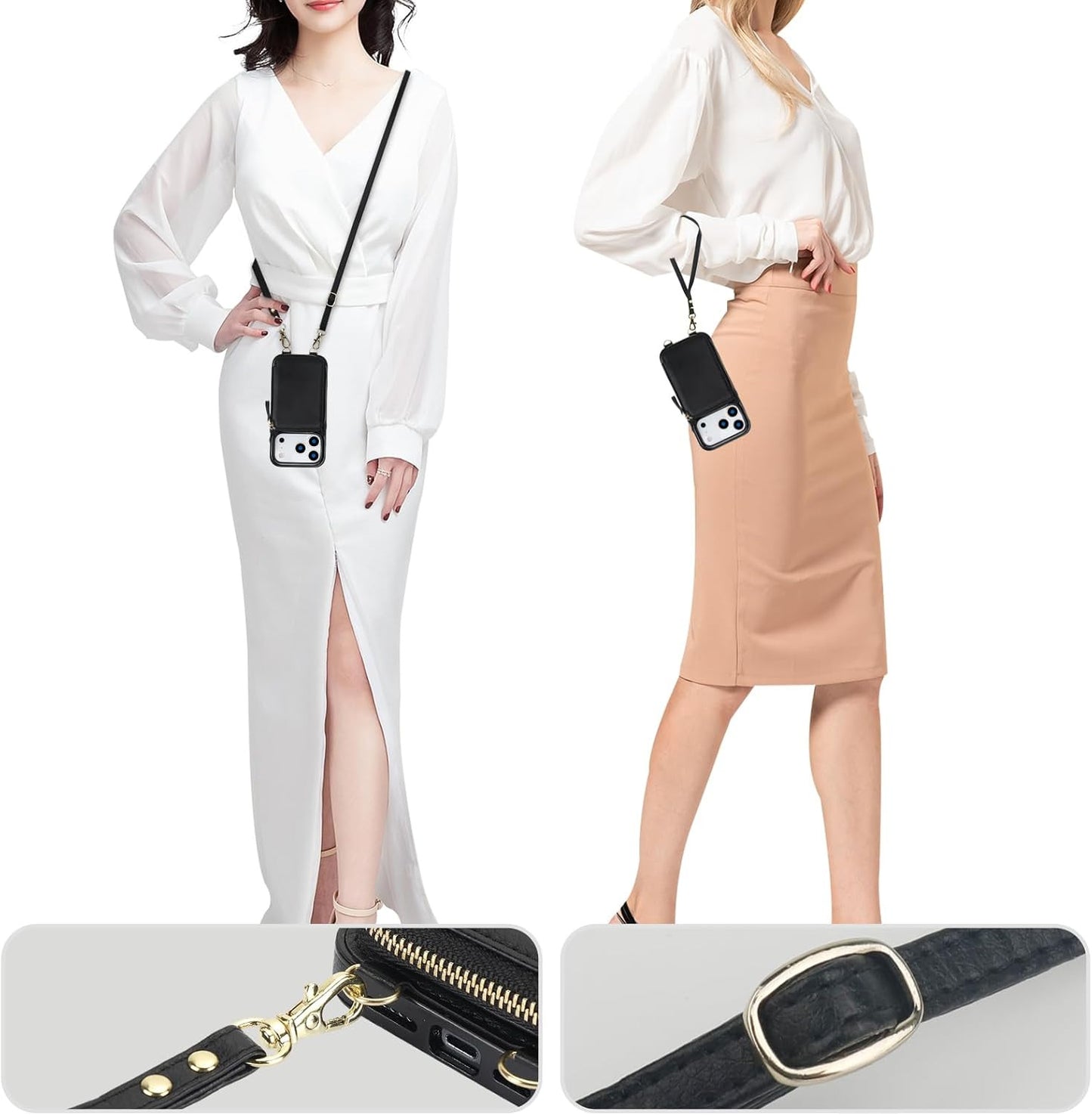 for Magsafe Crossbody Wallet Case Compatible with Iphone 17 Pro, RFID Blocking P