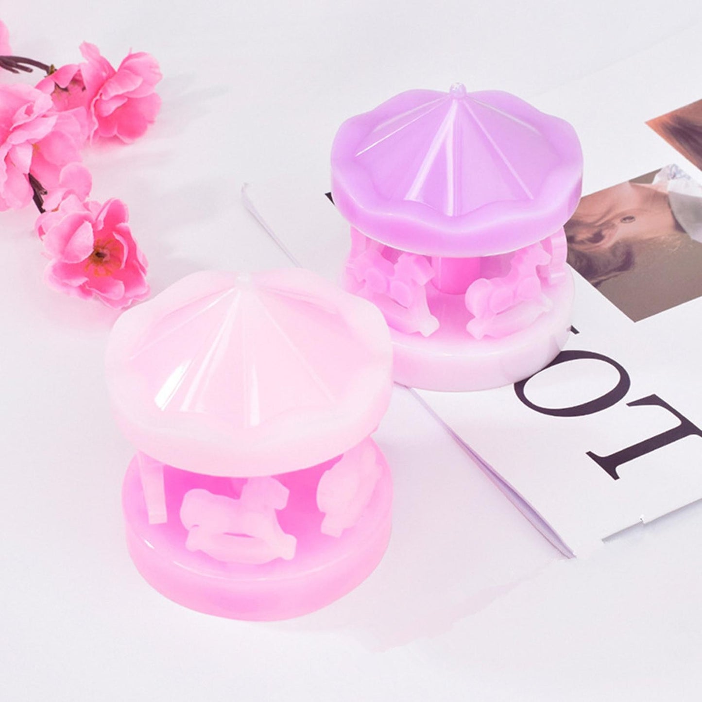 Soft Carousel Silicone Mold Epoxy Resin Casting Mould Ornaments Craft Making Kit