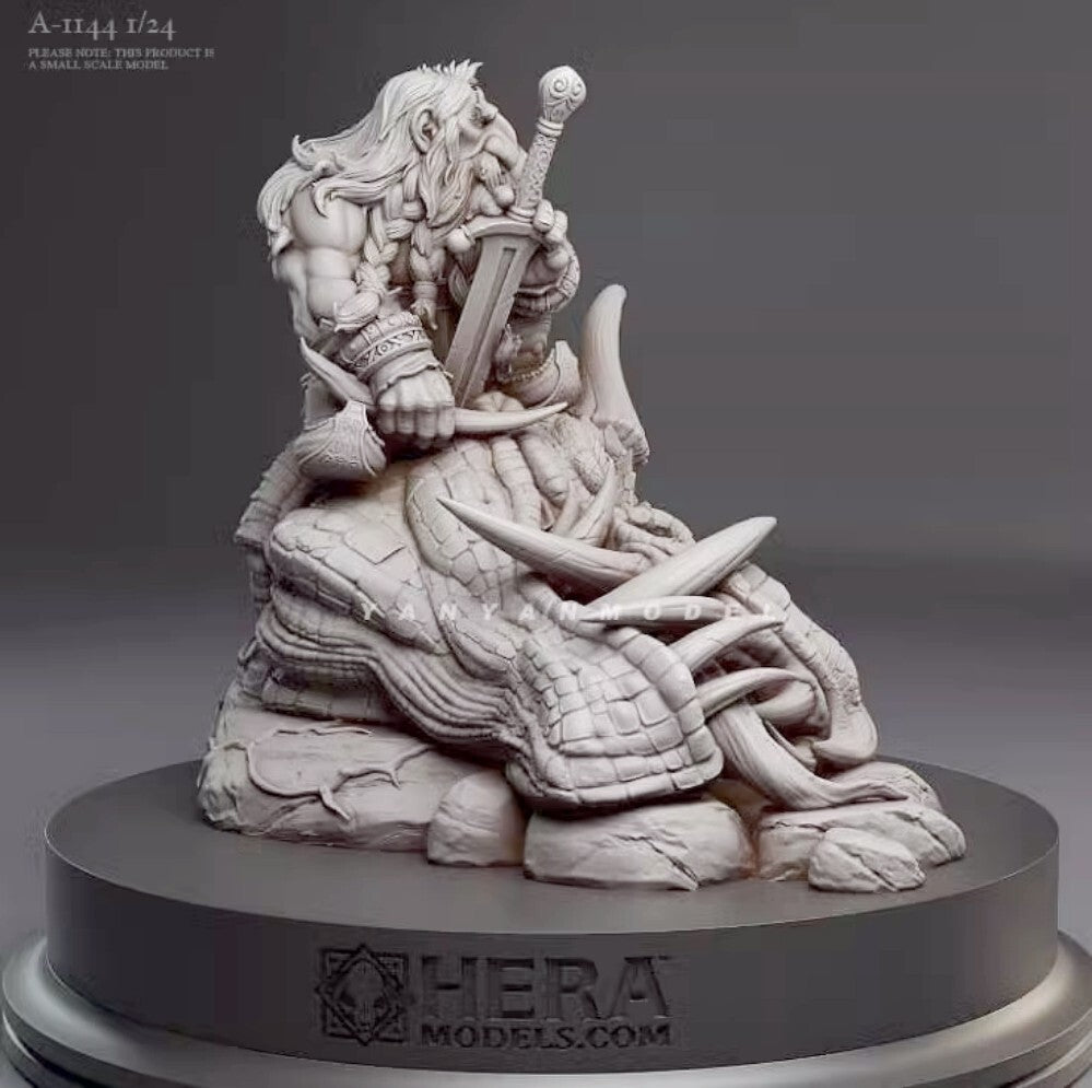 1/24 Resin Figure Model Dragon Slaying Dwarf Warrior unassembled unpainted